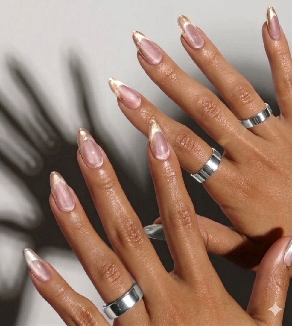 Chrome French tip nails